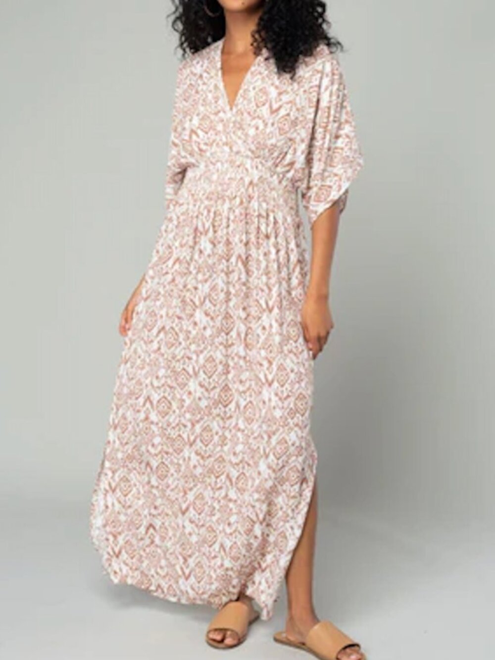 DEX Clothing Flowy Aztec Desert Summer Boho Maxi Dress with Slit